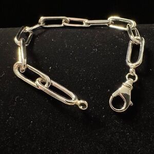 Sterling Silver Paperclip Chain Link Bracelet. 7”